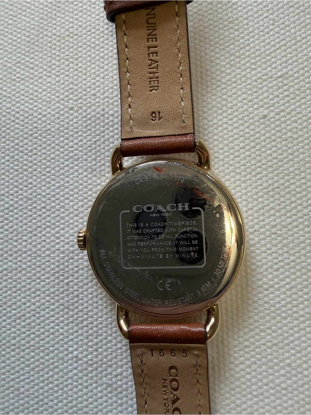 Coach Brown Leather Strap Gold-Tone Dial Woman’s Watch - Picture 6 of 7